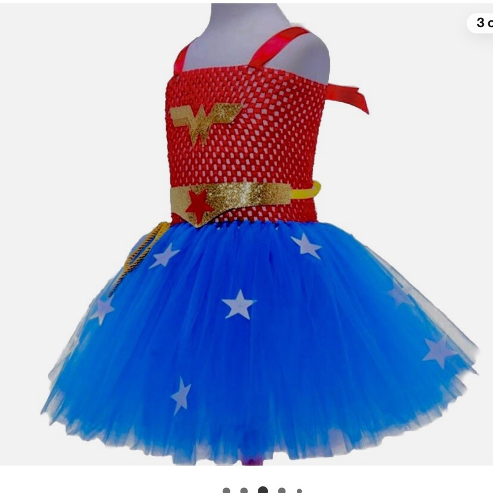 Wonder Woman Child Cosplay Halloween costume Adjustable Tutu Dress nwt child XL
